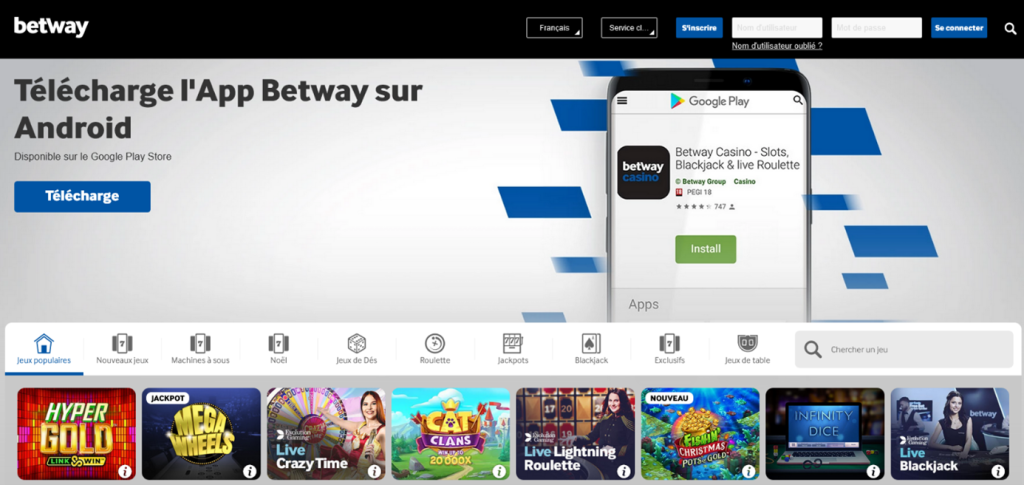 Meilleurs casinos en ligne Belgique : Betway