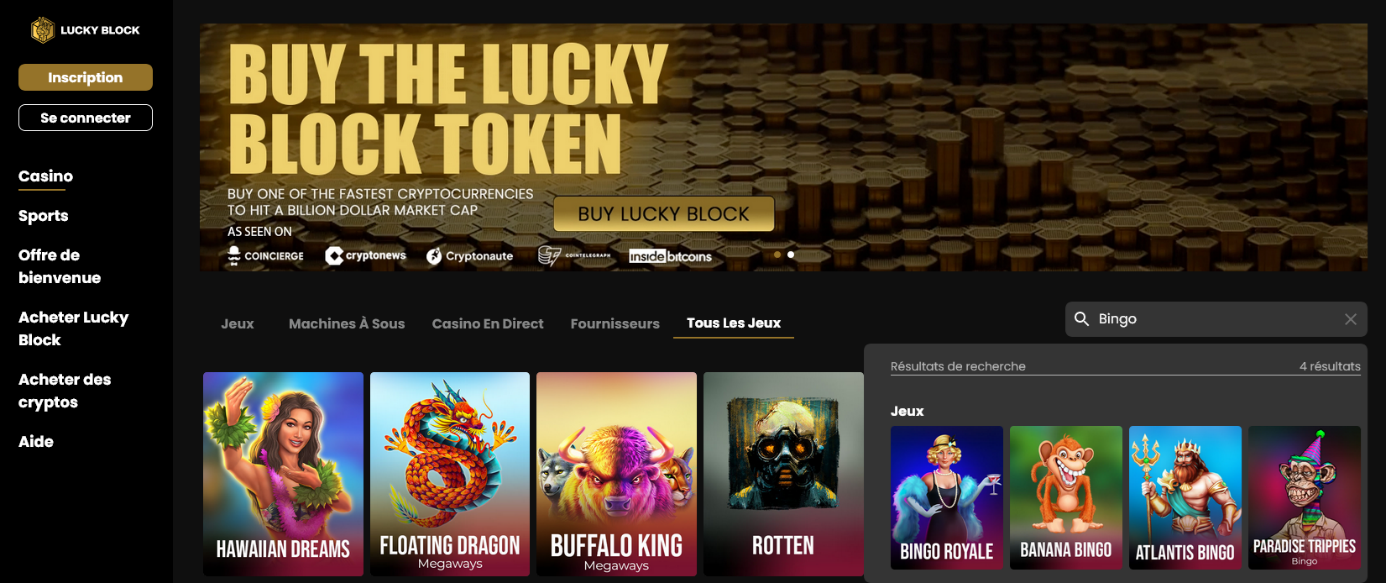 Meilleur casino Bingo en ligne Belgique : Lucky Block