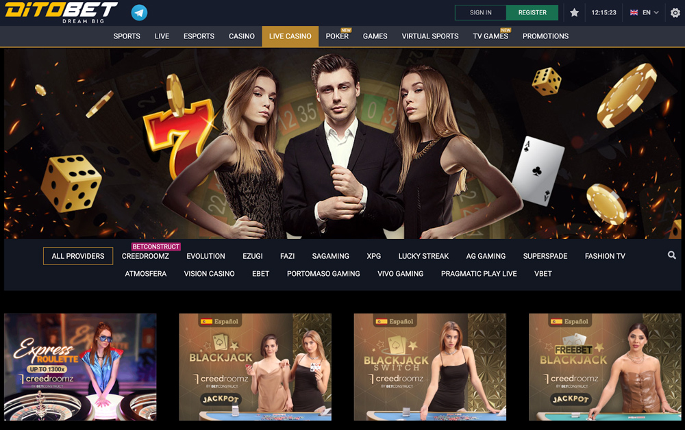 8 - Ditobet : Le live casino qui mise sur les bonus