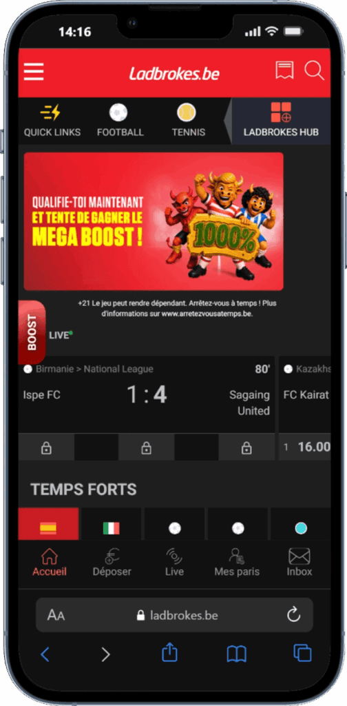 Ladbrokes mobile view