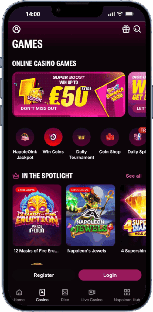 Napoleoncasino mobile view