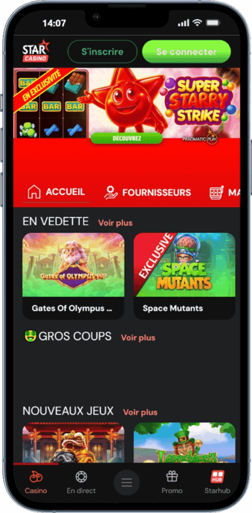 Starcasino mobile view