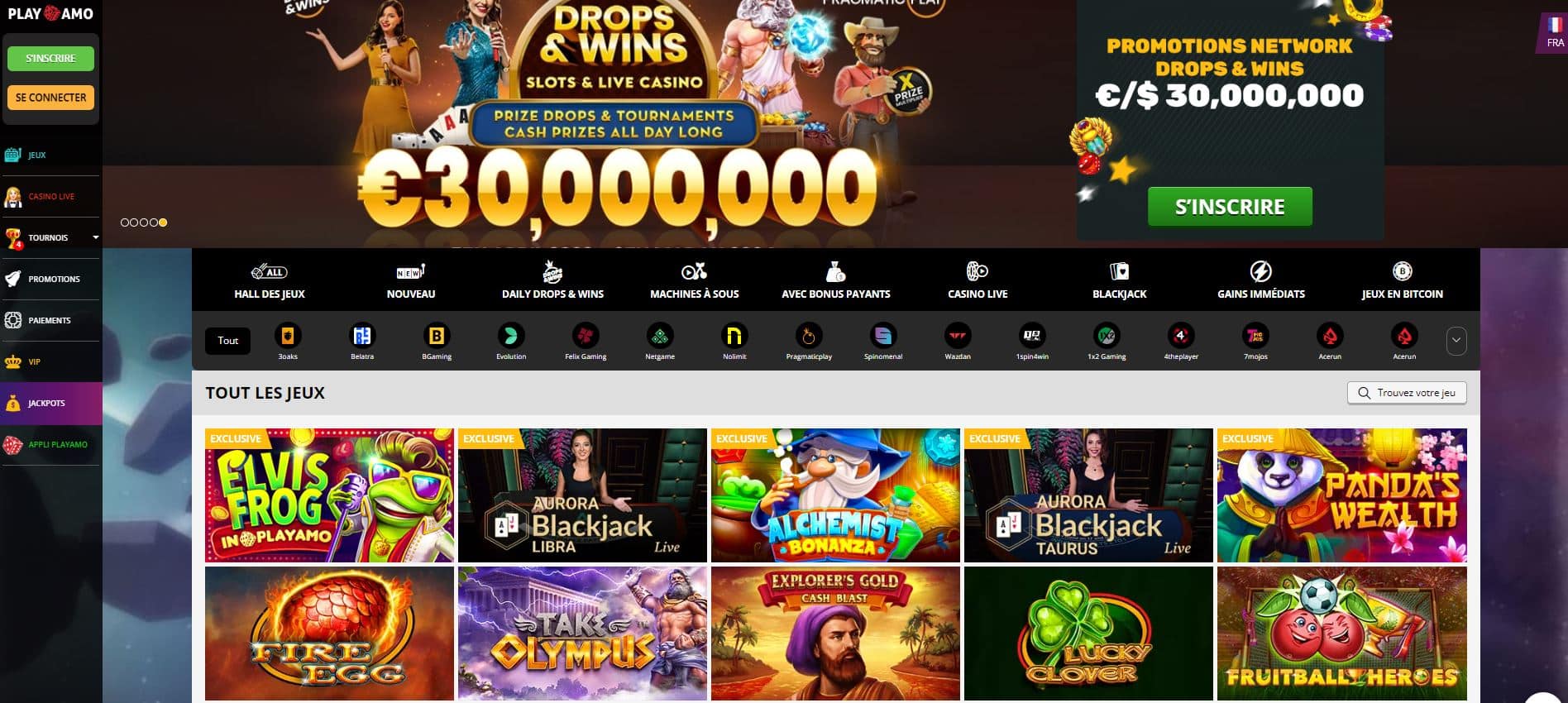 PlayAmo - Accueil - Casino Plinko