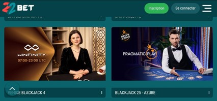 Meilleurs blackjack casinos suisse : 22bet