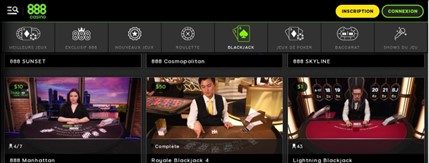 Meilleurs Blackjack casinos suisse : 888Casino