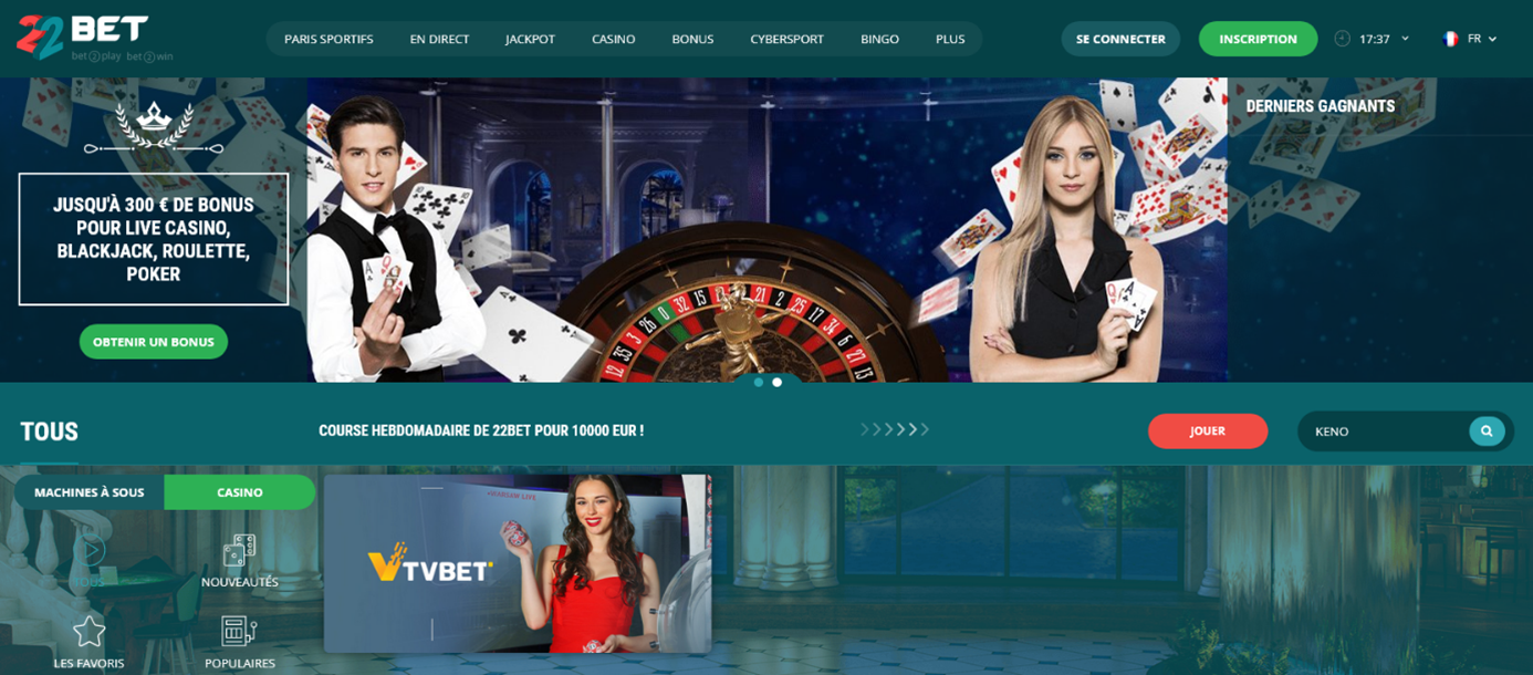 Meilleurs Keno casino en ligne suisse : 22bet