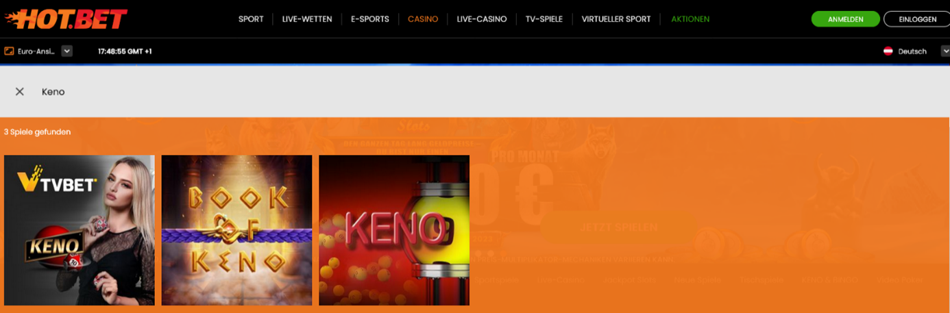 Meilleurs Keno Casinos en ligne Suisse : Hotbet