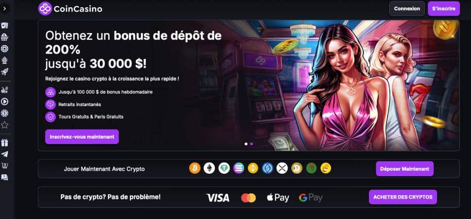 CoinCasino - bonus de dépôt crypto 200 % jusqu'à 30 000 $