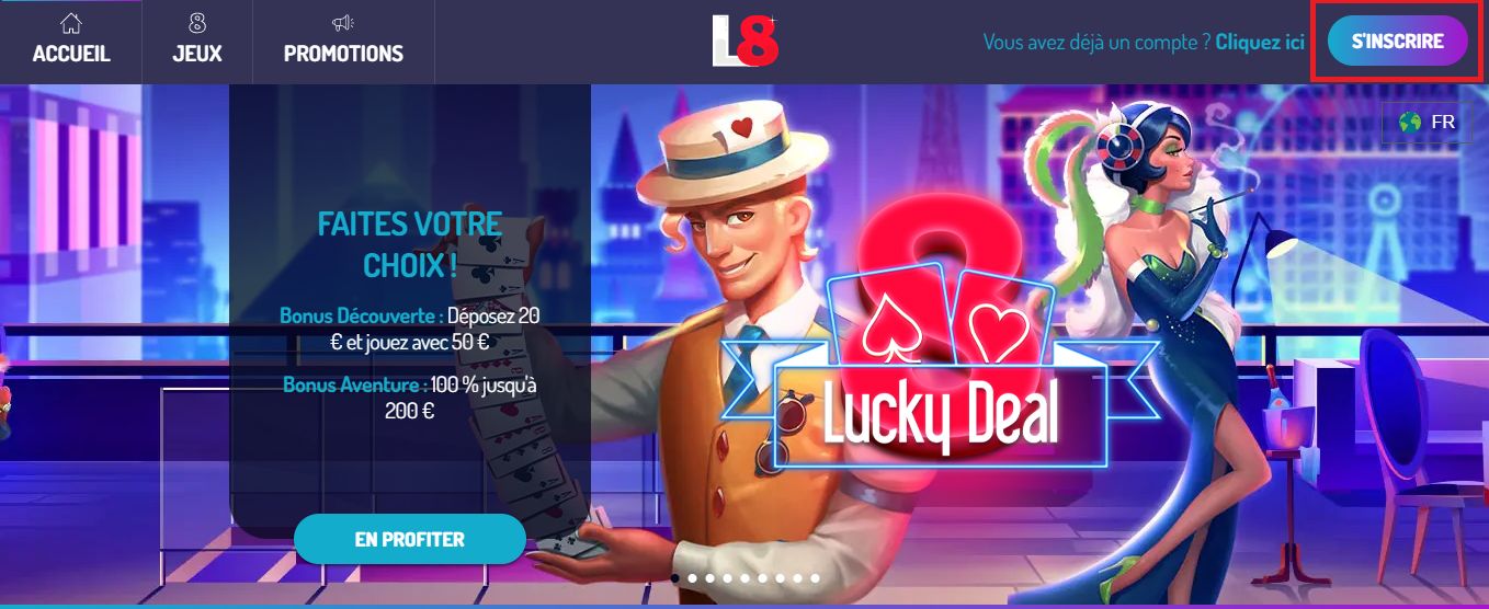 Inscription sur le meilleur casino en ligne France Lucky8