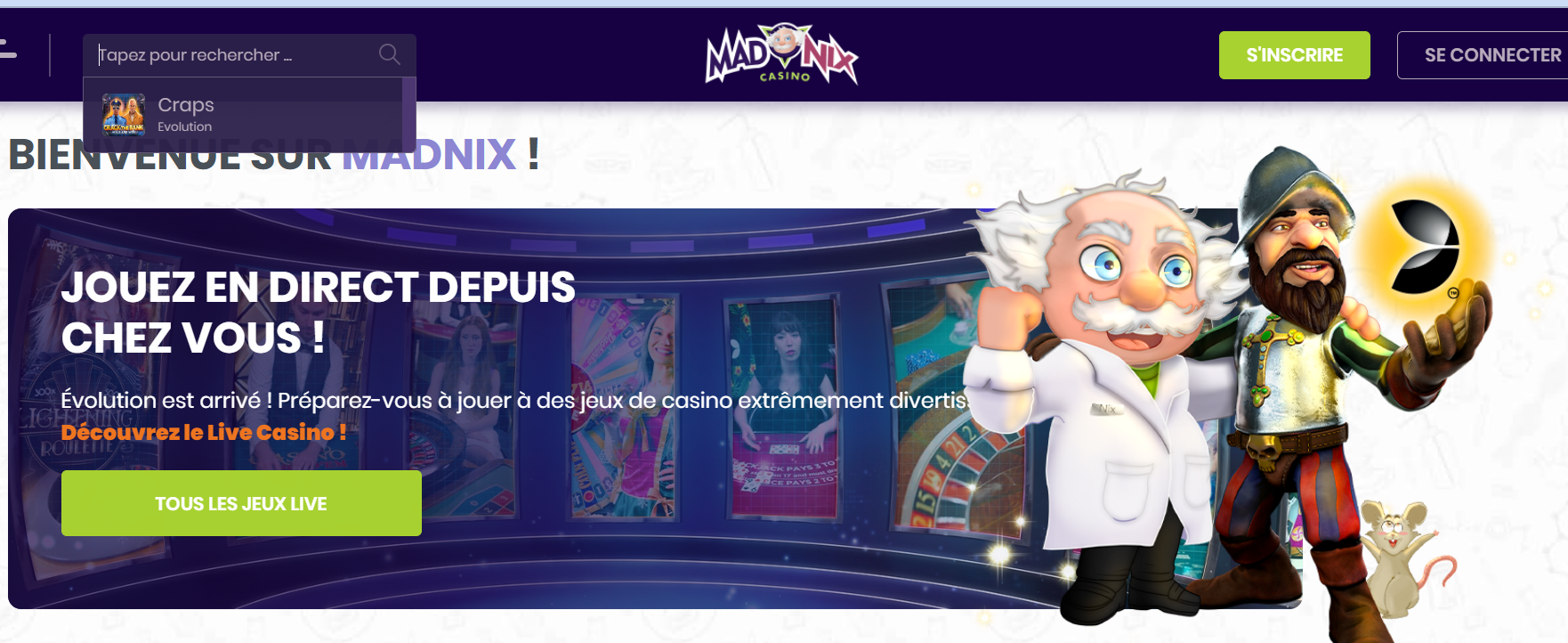 Meilleurs Craps casinos de France :Madnix