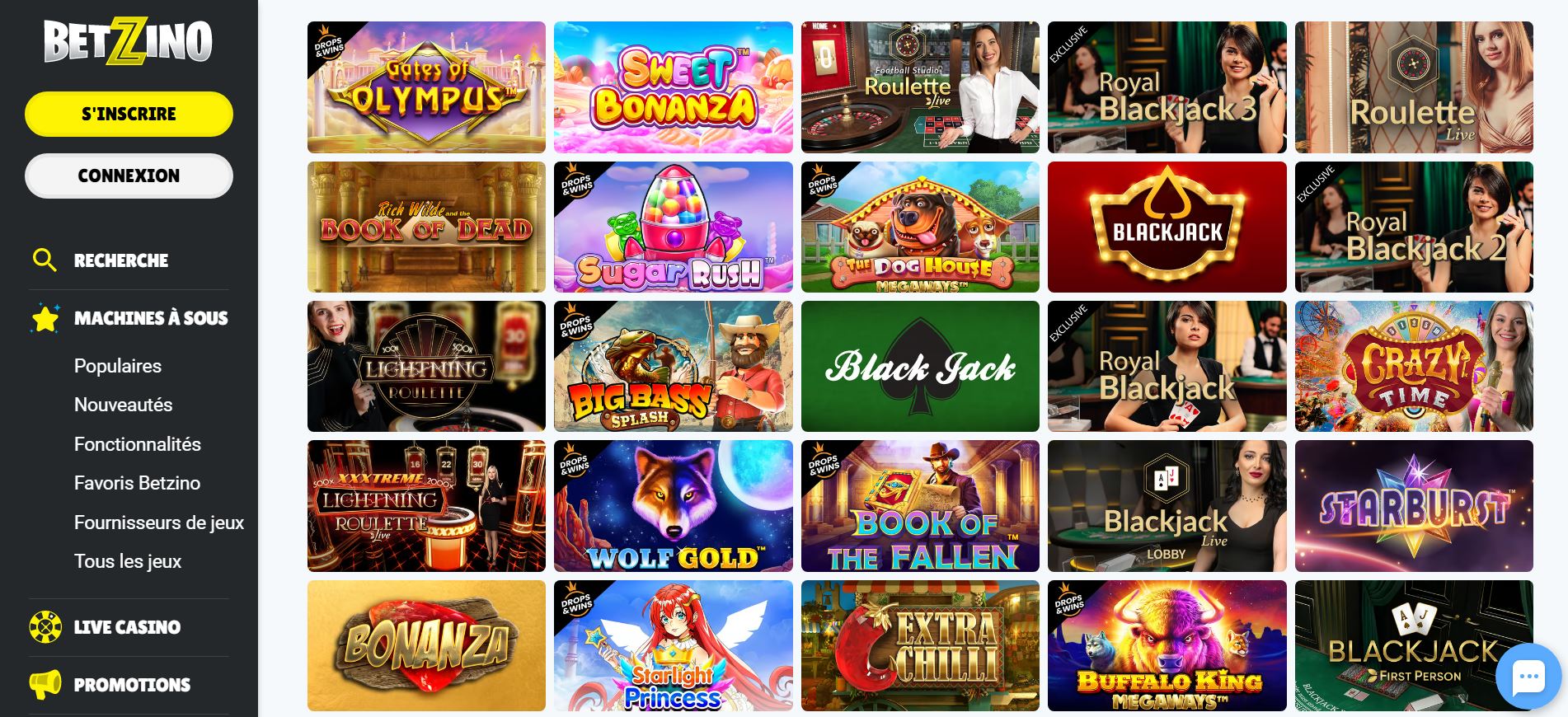 Betzino - Jeux - Casino en ligne argent réel