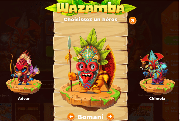 Wazamba Choisir son avatar