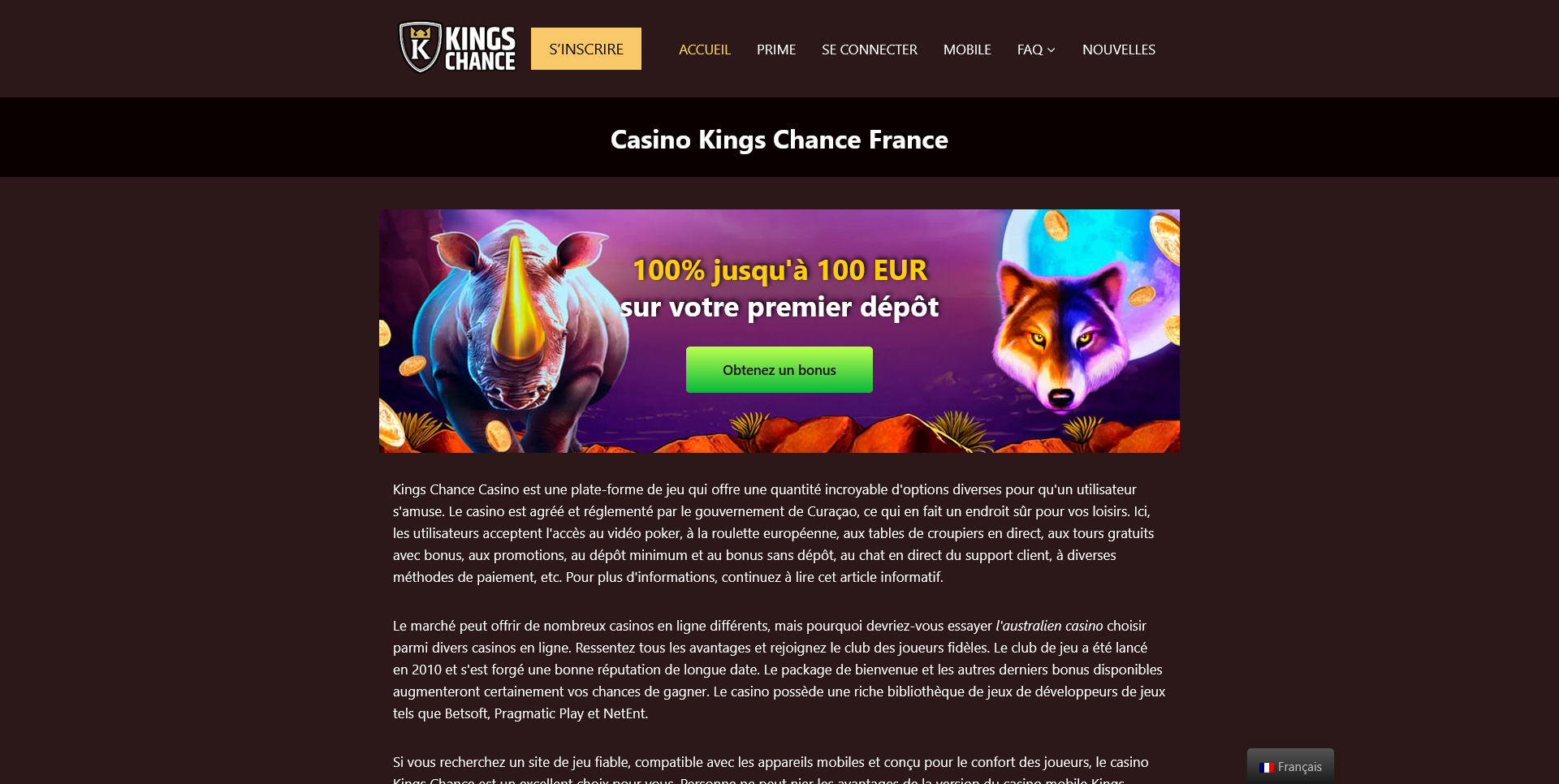 casino dépôt 1$ : kings chance