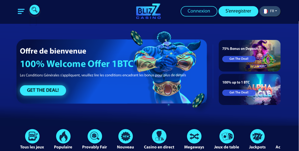 Page d'accueil Blizz Casino