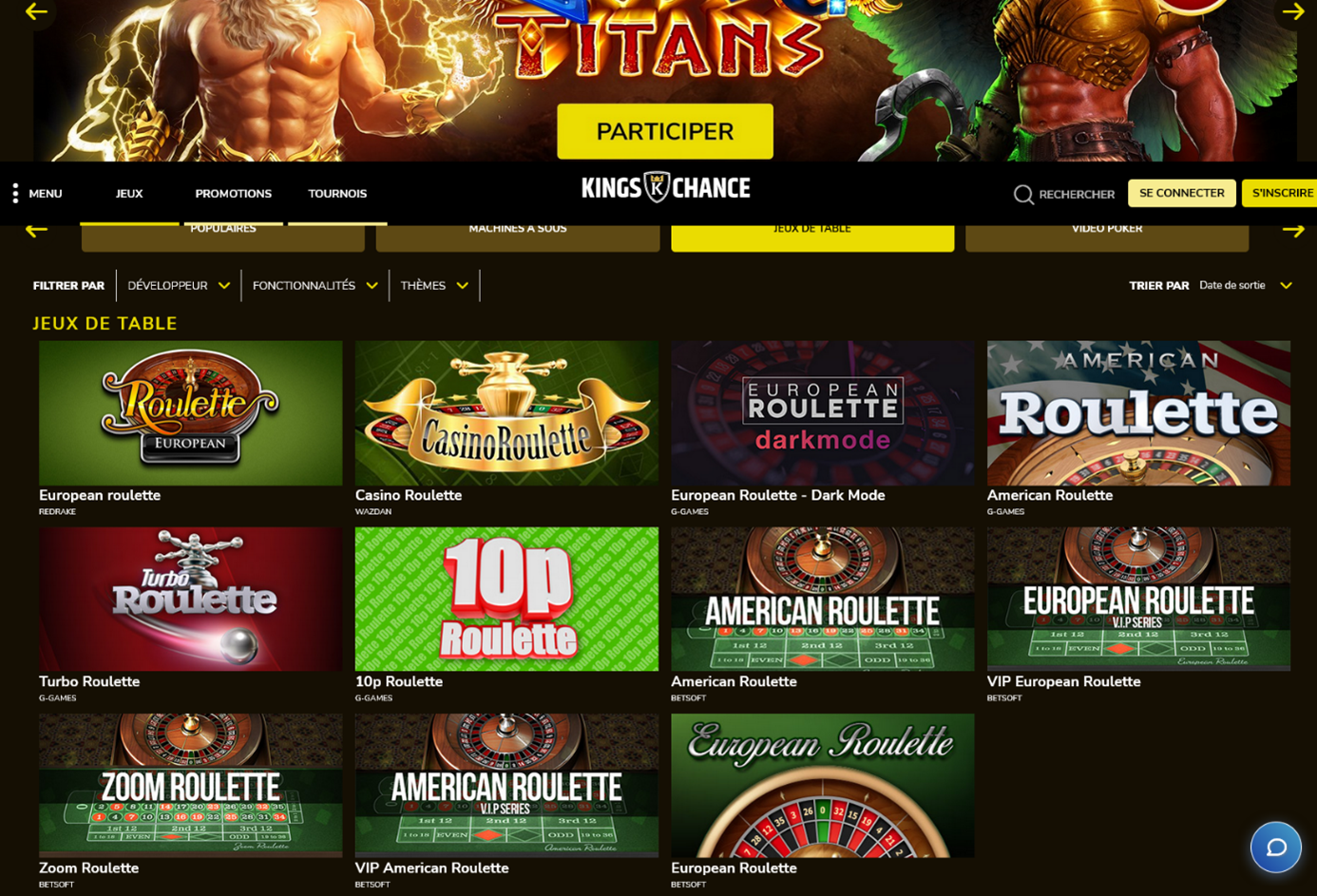 Meilleurs roulette casinos France : Kings Chance