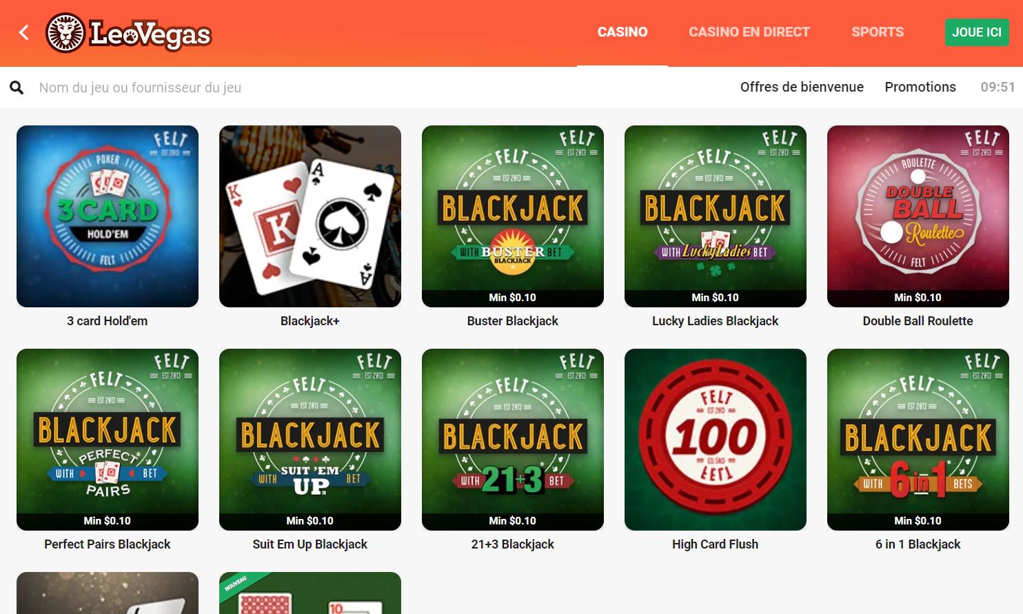 Leo Vegas Blackjack en ligne casino blackjack canada