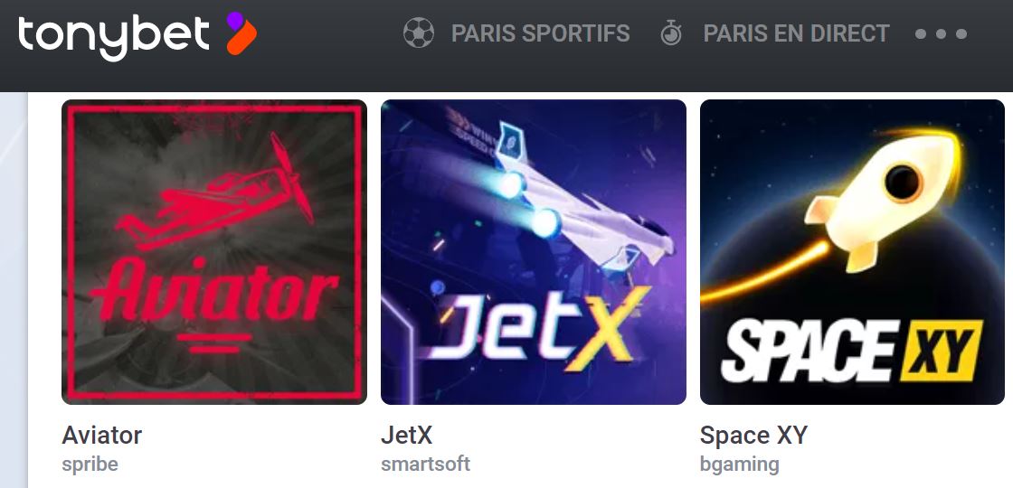 Tonybet Aviator JetX Space XY Jeux Fusee qui Decolle Casino Canada