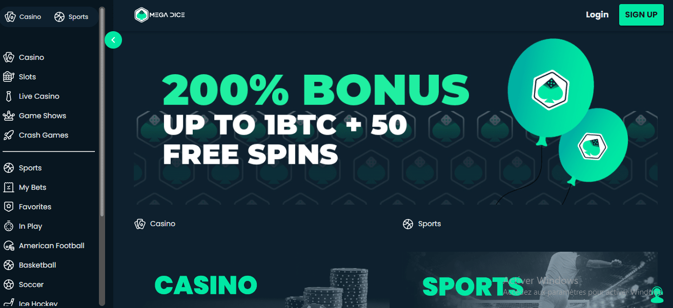 Mega Dice Tron casino