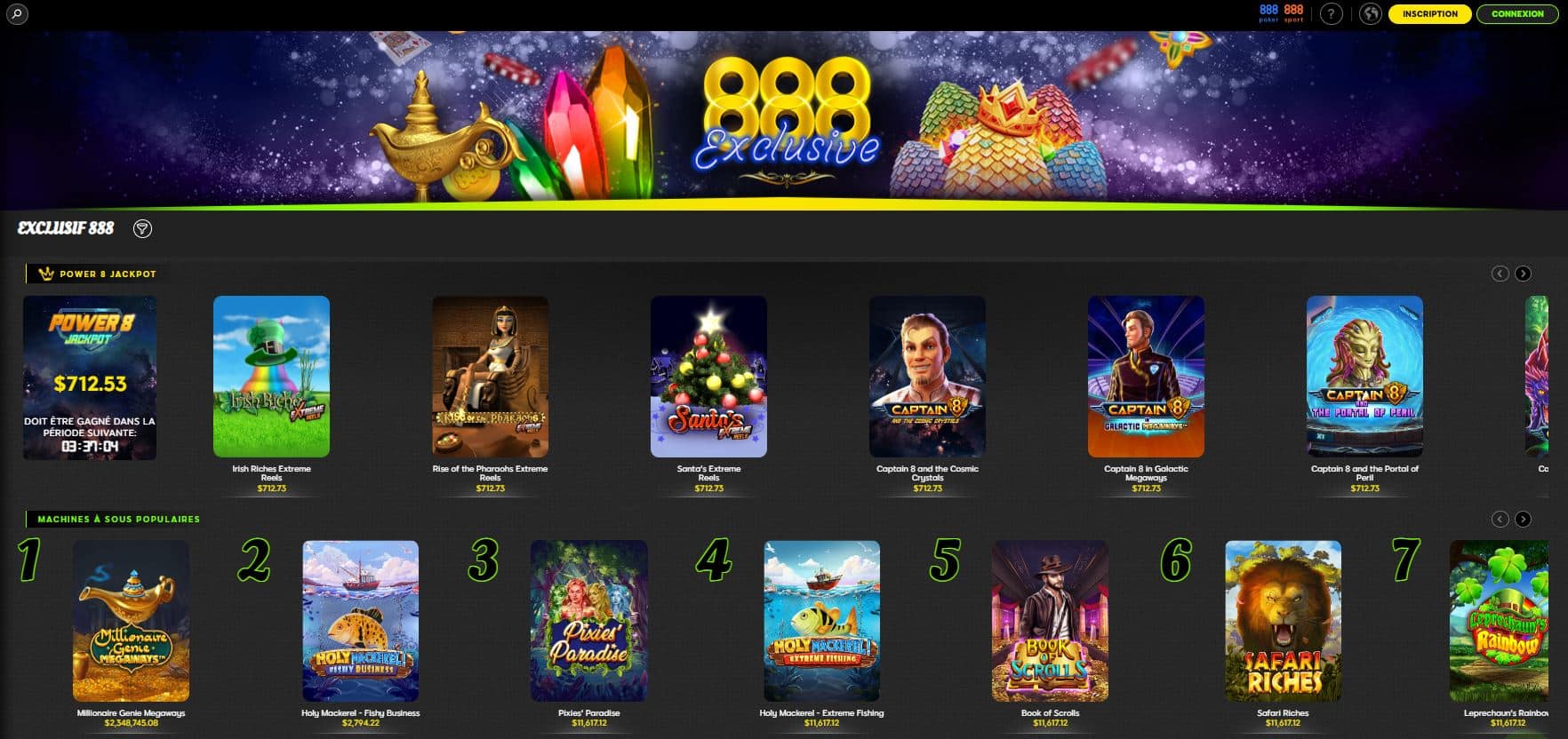 888 Casino - Jeux exclusifs - Casino Carte de Débit