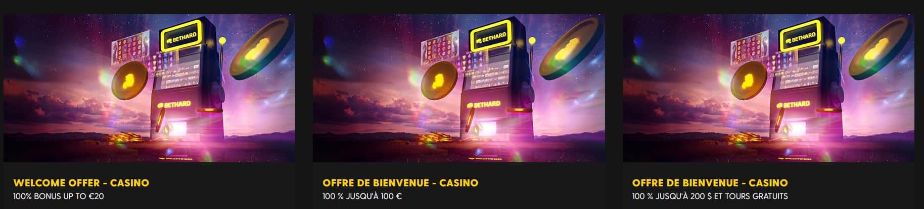Bethard - Bonus de bienvenue - Meilleur casino Carte de Débit