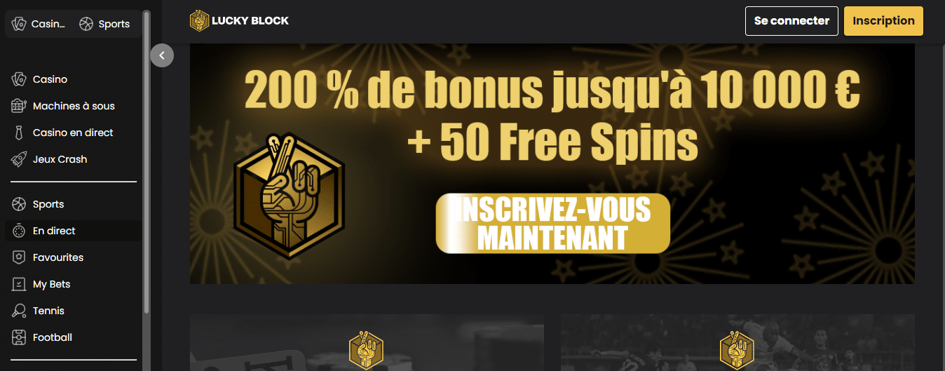 Lucky Block page d'accueil
