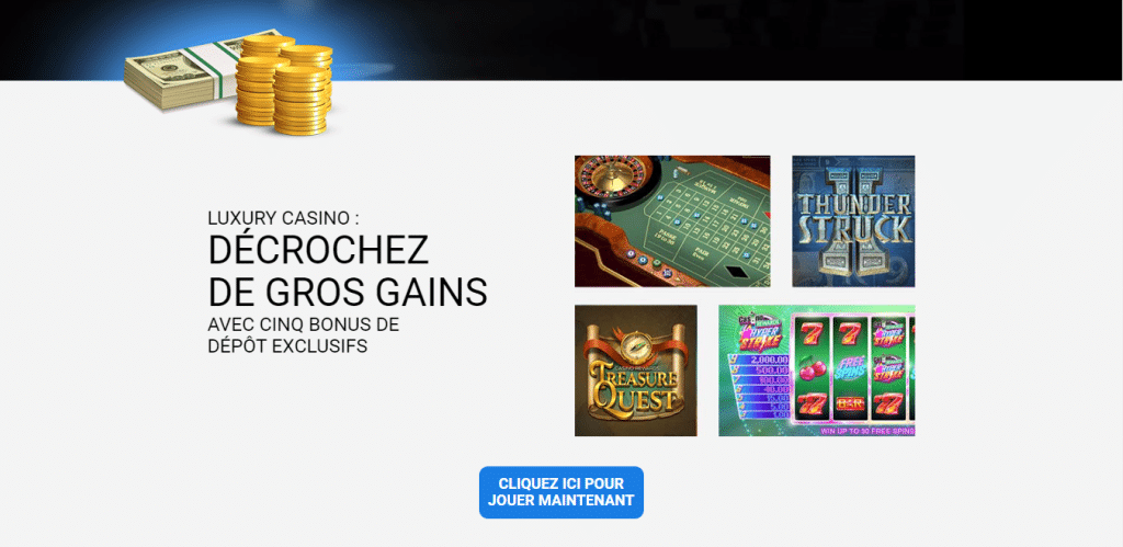 bonus bienvenue luxury casino