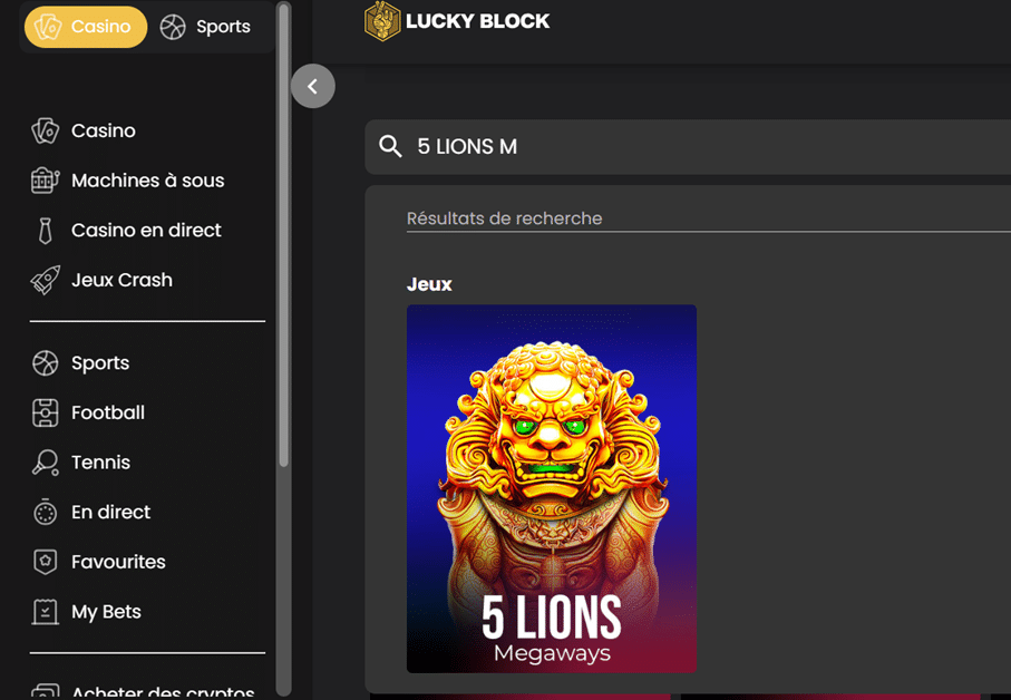 Casino 5 Lions Megaways Lucky Block